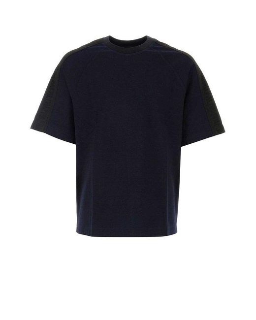 Fendi Blue T-shirt With Logo for men