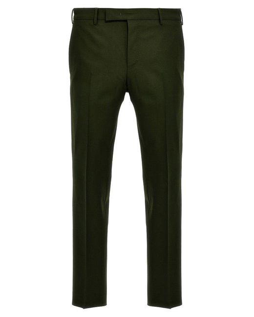 PT Torino Green Straight-leg Cropped Tailored Trousers for men