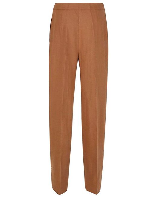 Eleventy Brown Pleated Tailored Trousers