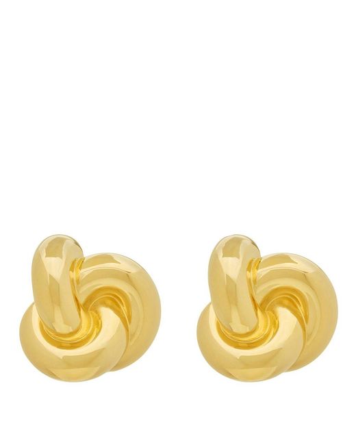 Saint Laurent Yellow Hook Detailed Knot Earrings