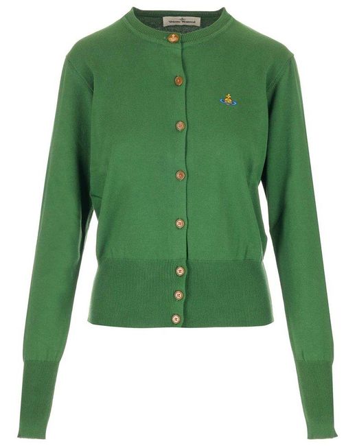 Vivienne Westwood Orb Embroidered Knit Cardigan in Green Lyst