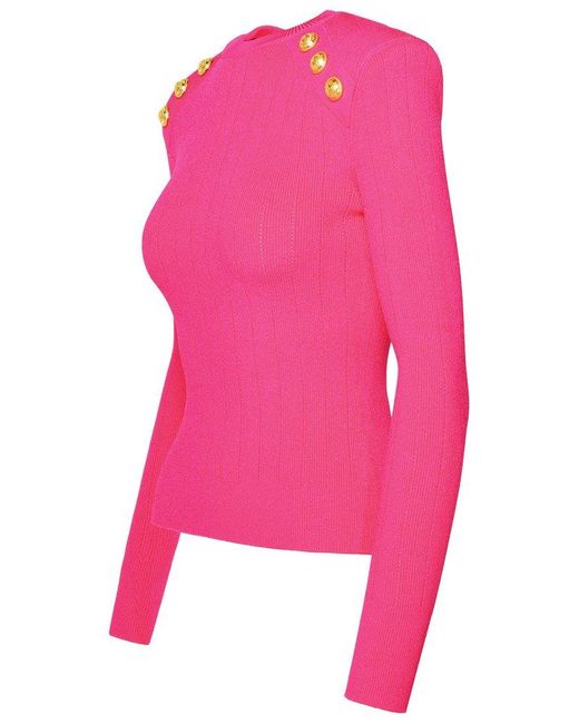 Balmain Pink Fuchsia Viscose Blend Sweater