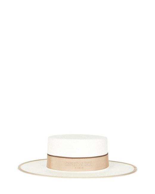 Dior White Logo Detailed Wide-brim Hat
