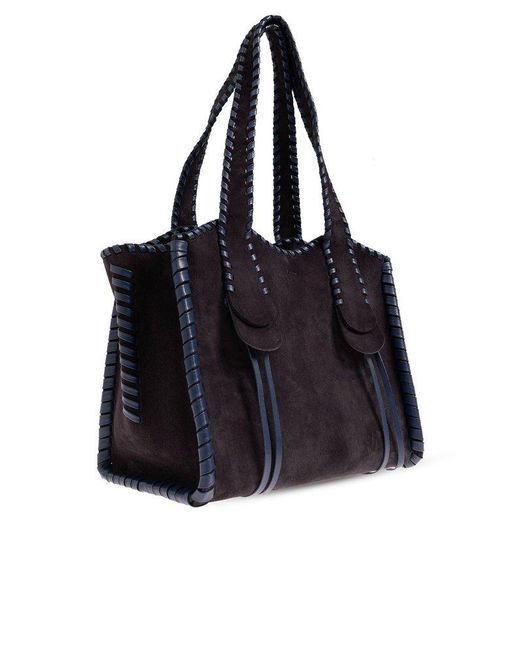Chloé Black 'mony Medium' Suede Shopper Bag,