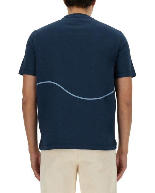PS by Paul Smith Blue Logo Detailed Crewneck T-shirt for men