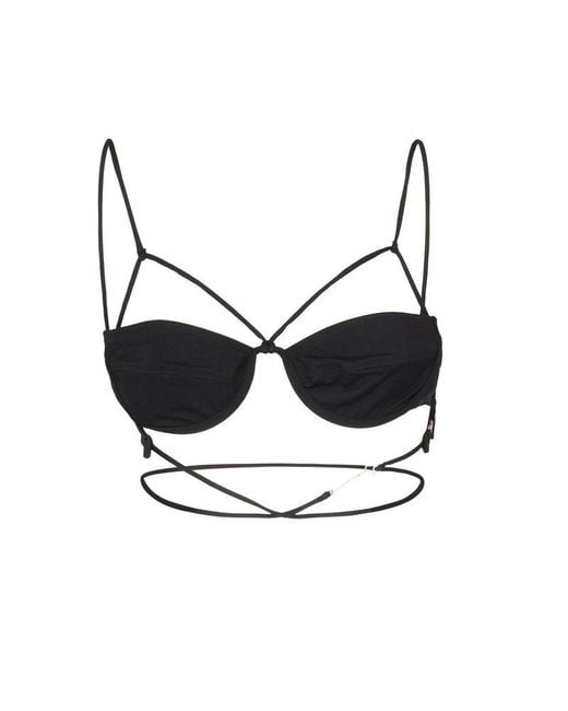 Jacquemus Black Le Haut De Maillot Signature Bikini Top