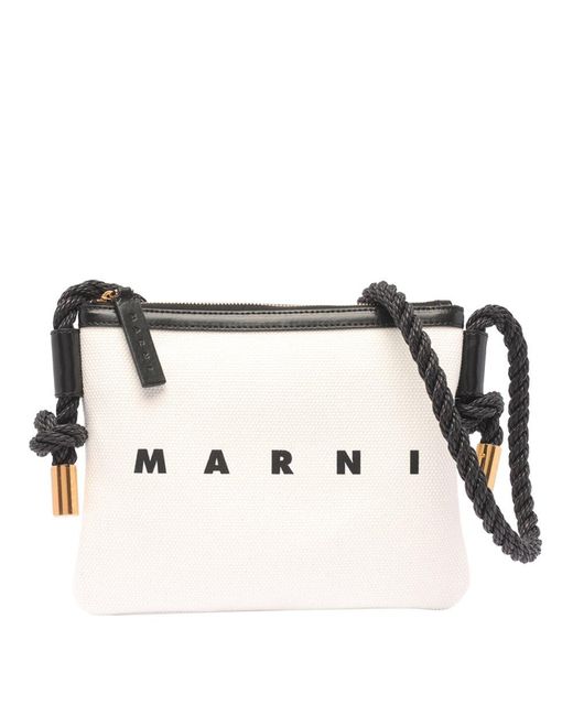 Marni Natural Logo-printed Zipped Clutch Bag