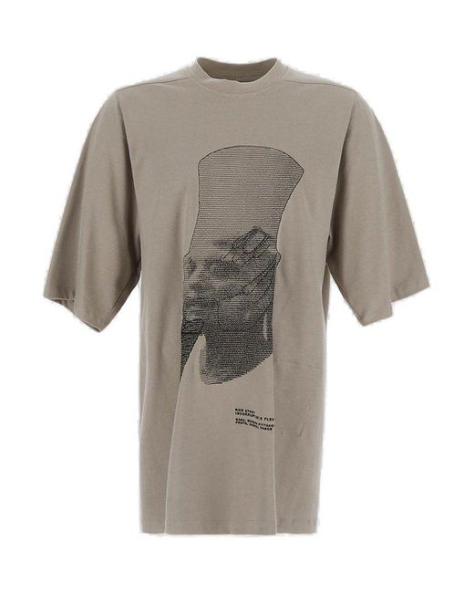 Rick Owens Gray Graphic Printed Crewneck T-shirt for men