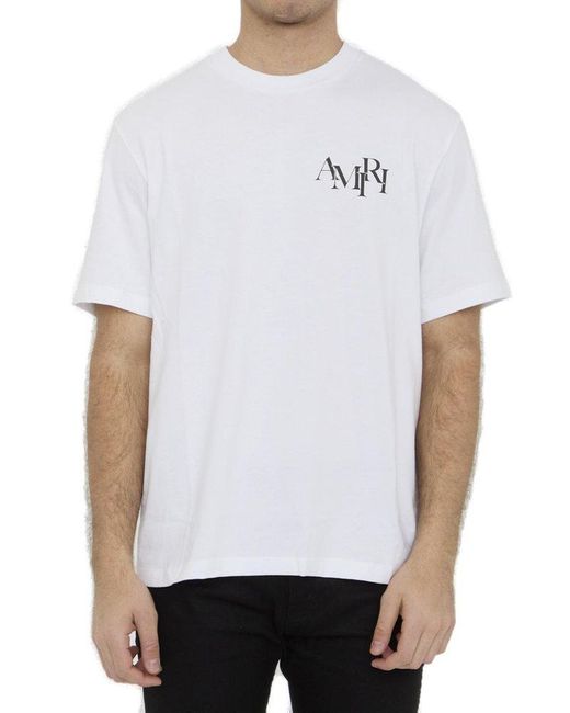 Amiri White Staggered Logo T-Shirt for men