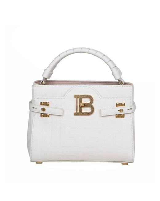 Balmain White Monogram B Buzz Handbag