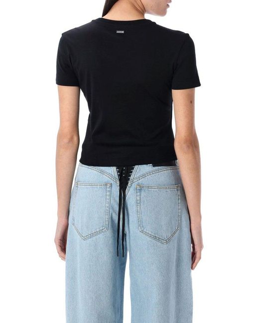 Mugler Black Fitted T-Shirt With Unique Pierced Detailing