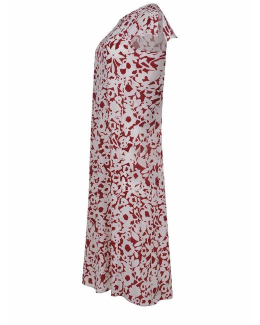 Max Mara Purple Gisella All-Over Printed Crewneck Dress