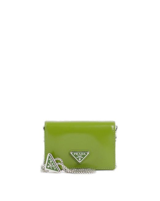 Green Triangle mini leather cross-body bag | Prada | MATCHES UK
