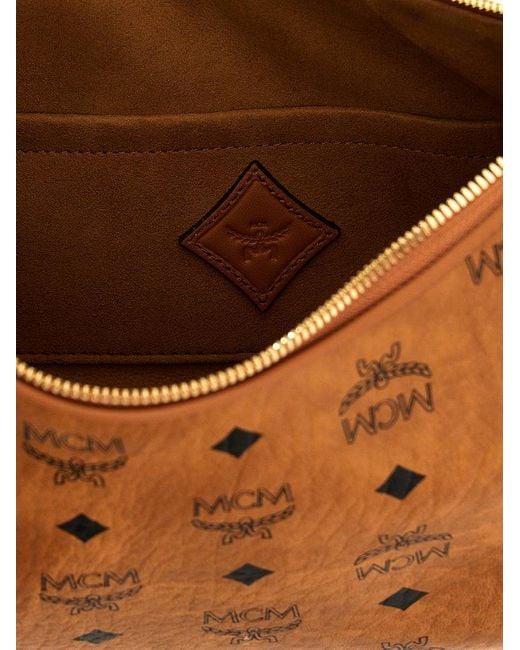 MCM Brown Small Aren Visetos Zipped Crossbody Bag