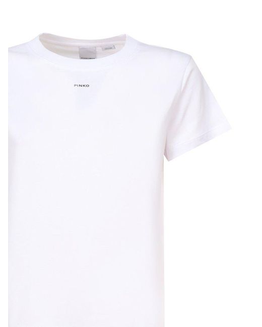 Pinko White Mini Logo Slim-Fit T-Shirt