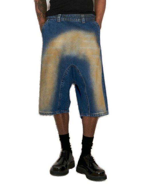 Y. Project Blue Souffle Dropped Crotch Denim Shorts for men