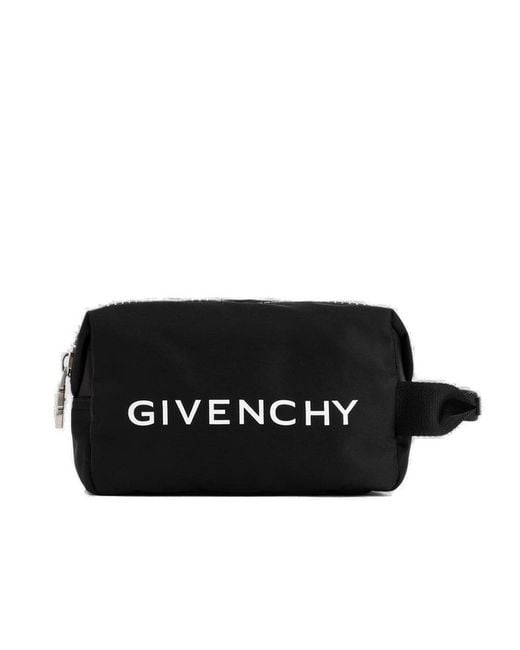 Givenchy Black Logo Printed G-zip Toilet Pouch for men