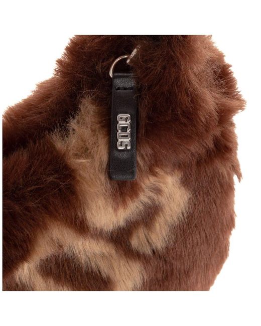 Gcds Brown Chain Linked Faux Fur Shoulder Bag