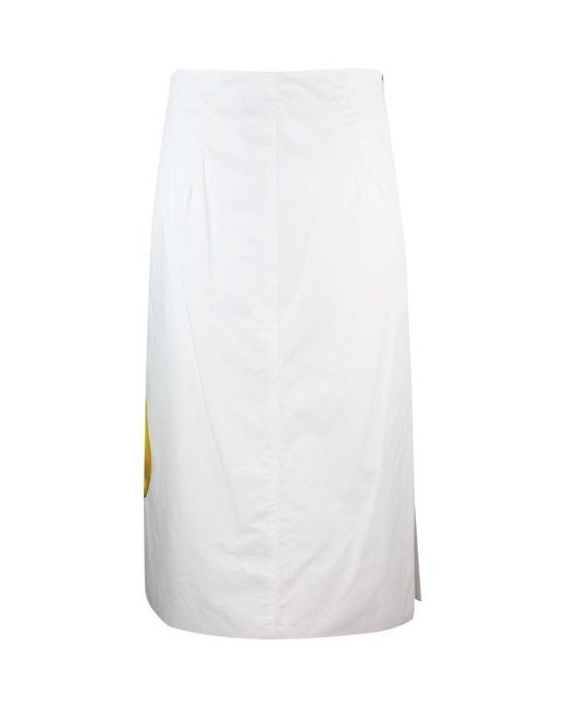 Sportmax White Graphic Printed High Waist Skirt