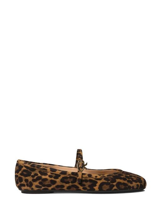Gianvito Rossi Brown Carla Buckle-Strap Ballerina Shoes