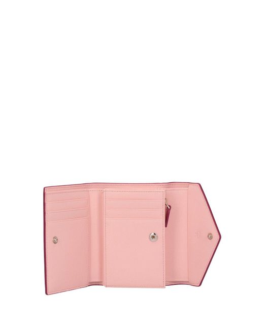 ![334]MCM Tri Fold Wallet BROWN Pink Approx. 3.3 x 5.5 x 1.2