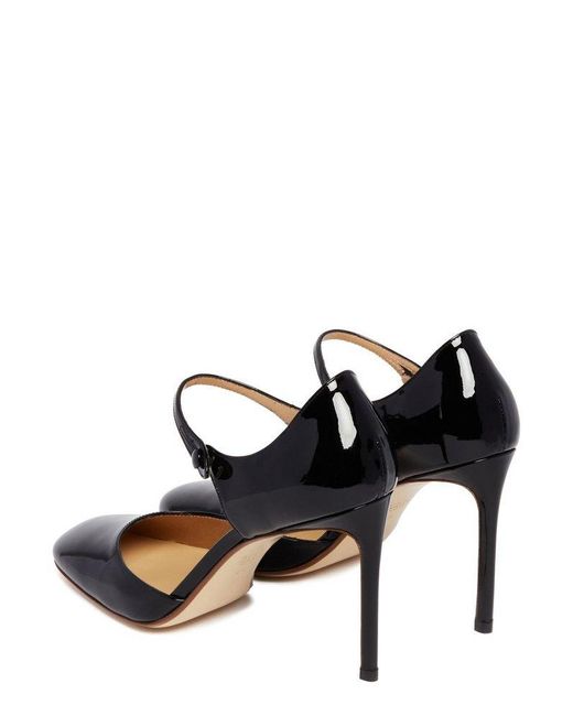 Francesco Russo Black Back Mary Jane Heeled Pumps