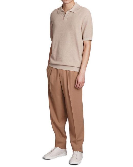 Zegna Brown Pressed Crease Elastic Waist Trousers for men