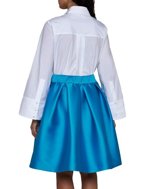 P.A.R.O.S.H. Blue Elastic Waist Flared Mini Skirt