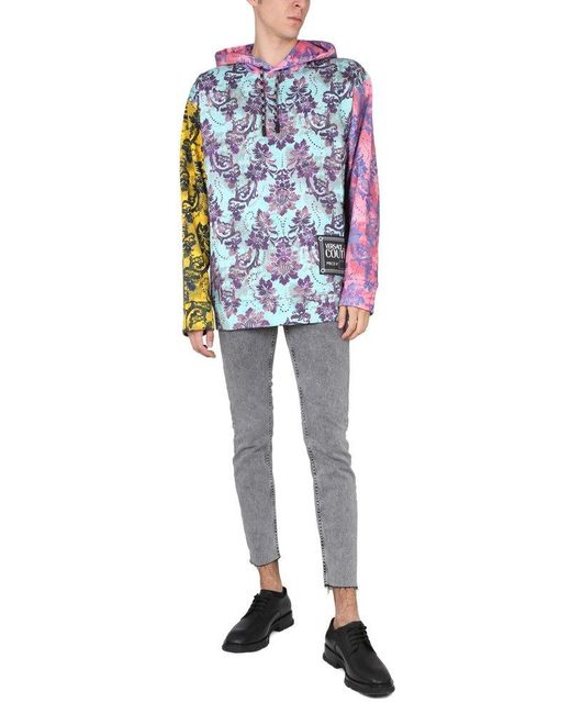 Versace Blue Sweatshirt With Tapestly Print for men