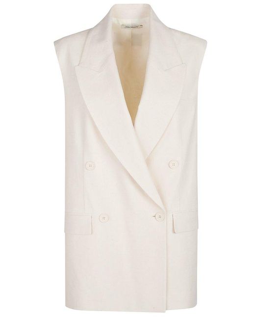 hinnominate Natural Sleeveless Double-Breasted Coat