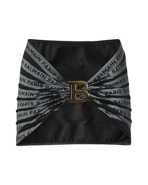 Balmain Black B-logo Mini Skirt