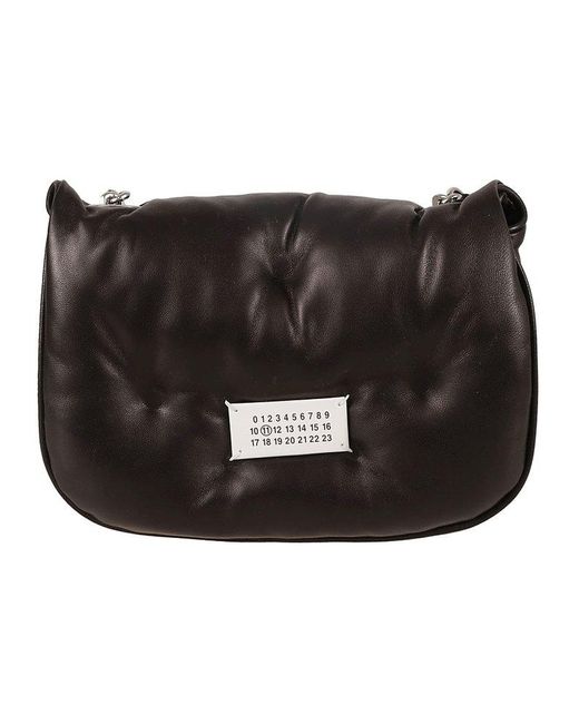Maison Margiela Black Logo Patch Puffer Shoulder Bag