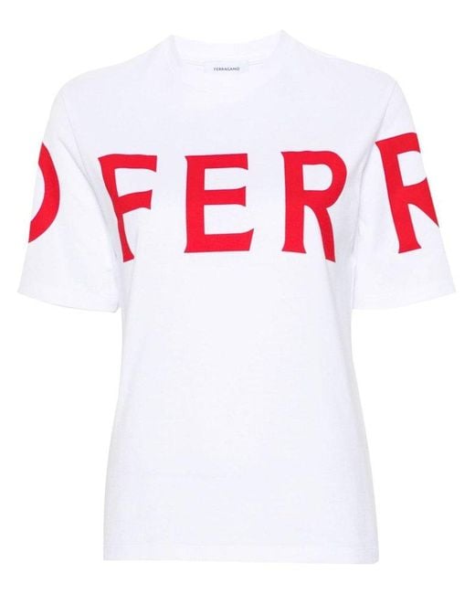 Ferragamo White Logo Cotton T-shirt
