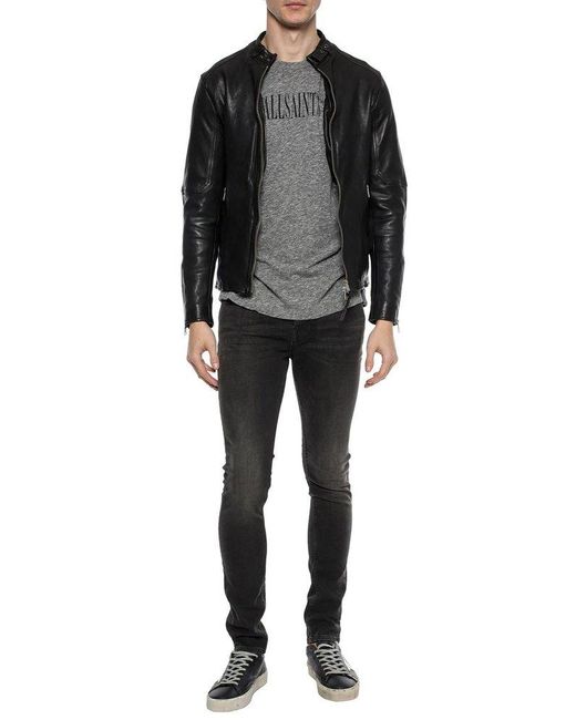 AllSaints Black Timeless Biker Jacket for men