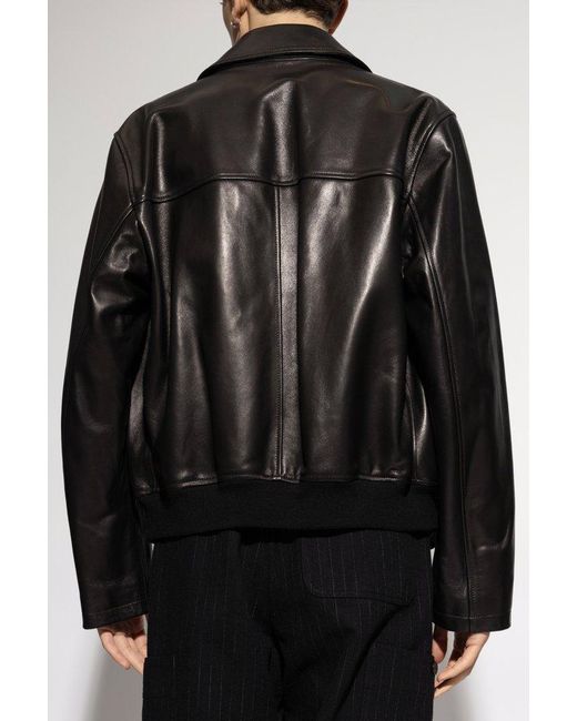 Emporio Armani Black Leather Jacket for men