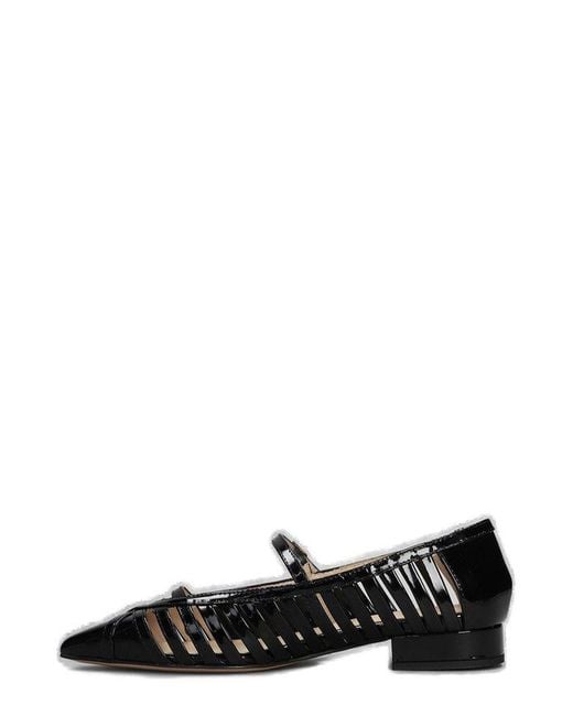 Anna F. Black Caged Design Pointed-Toe Pumps
