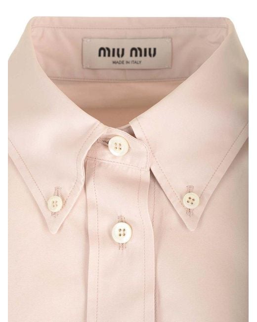 Miu Miu Pink Popeline Cropped Shirt