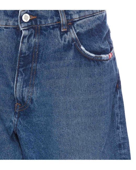 AMISH Blue Logo Patch Wide-leg Jeans for men