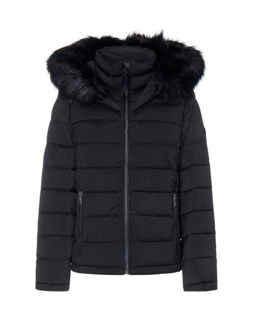 DKNY Black Hooded Puffer Jacket