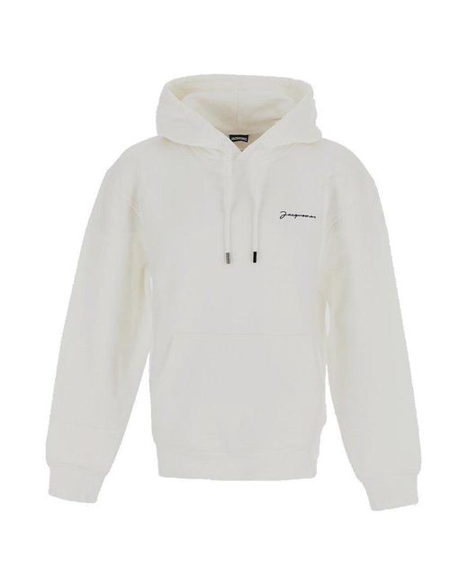 Jacquemus White Embroidered Logo Hoodie