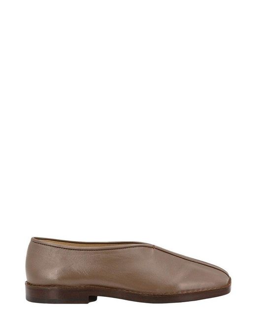 Lemaire Brown Square-toe Slip-on Loafers