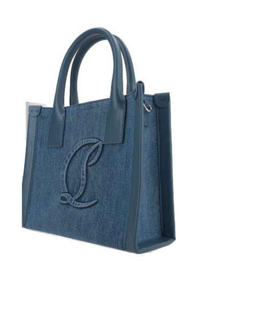 Christian Louboutin Blue Logo Detailed Top Handle Bag