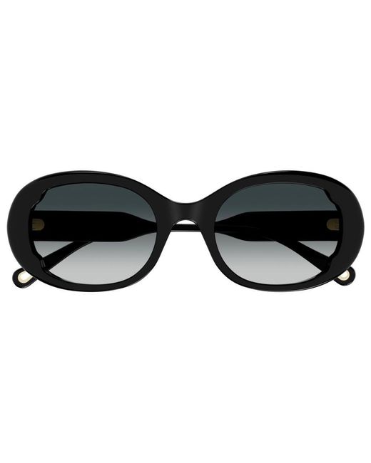 Chloé Black Retro Oval Frame Sunglasses