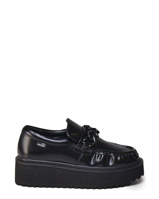 Love Moschino Black Platform Power Flat Shoes