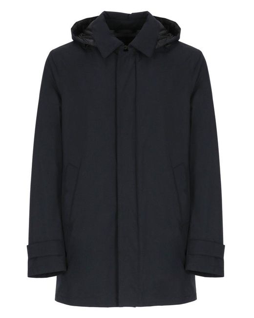 Herno Black Gortex Long-Sleeved Hooded Jacket for men