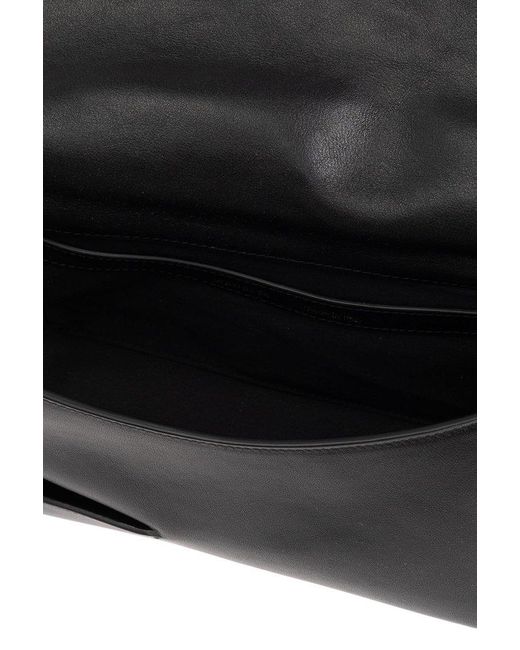 Wandler Black Oscar Asymmetric Foldover-Top Shoulder Bag