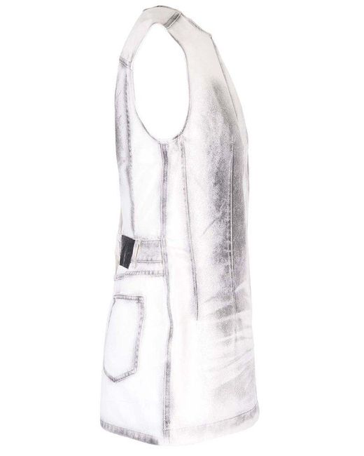 Acne White Sleeveless Denim Mini Dress
