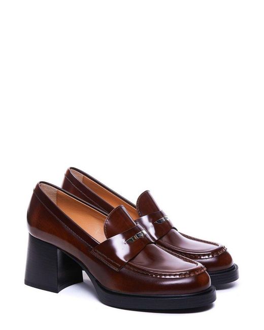 Tod's Brown Logo Engraved Pumps