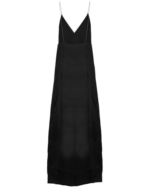 Khaite Black The Nonya V-neck Sleeveless Dress