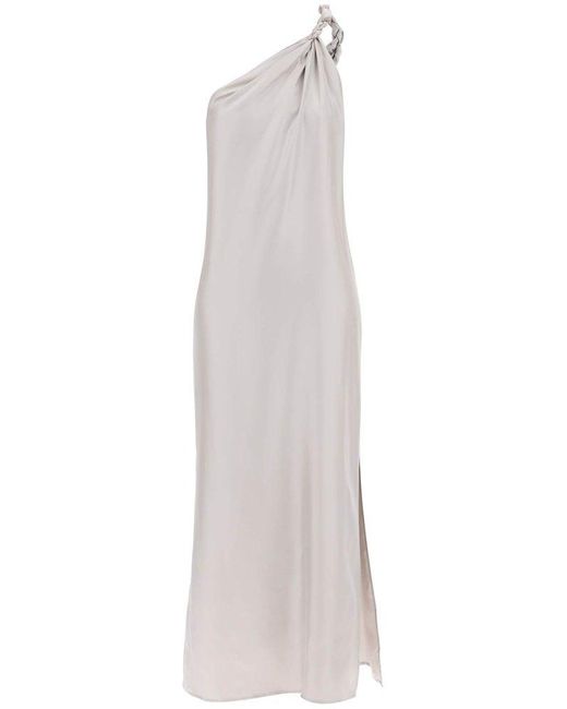 Loulou Studio White Adela Asymmetric Twisted Midi Dress